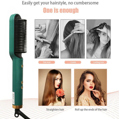 Hot Selling Professional Straight Hair Comb Portable Ceramic Coating Straight Hair Brush Salon Women'S Styling Tool.