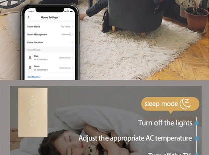 Tuya WiFi Smart Licht Schalter UNS Standard Arbeit Mit Alexa Google Home Wand Touch Schalter 110 V 220 V RF433Mhz Fernbedienung 1 2 3 4 Gang.