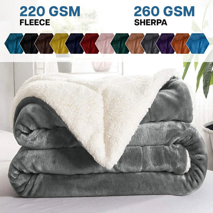 Sherpa Fleece Blanket Reversible Soft Fluffy Warm Large Sofa Bed Throw Blankets.