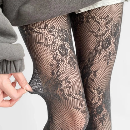 2025 New Tights Women Sexy Lace Floral Thigh High Stockings Pantyhose Lingerie Hosiery Mesh Fishnet Stockings Women Tights