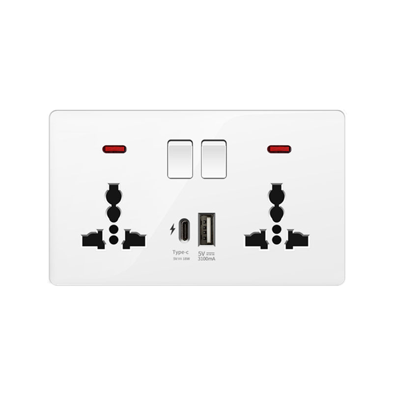 18 W Typ-C-Stecker, Schnellladung, UK 13 A USB-Wandsteckdose, Steckdose mit 3,1 A USB C, universelles Dual-5-Pin-Steckdosenpanel.