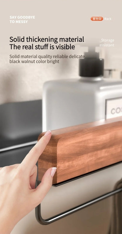 Holz Aluminium Material Eckregal Shampoo Lagerregal Dusche Wandregal Badezimmer Organizer Badezimmerzubehör