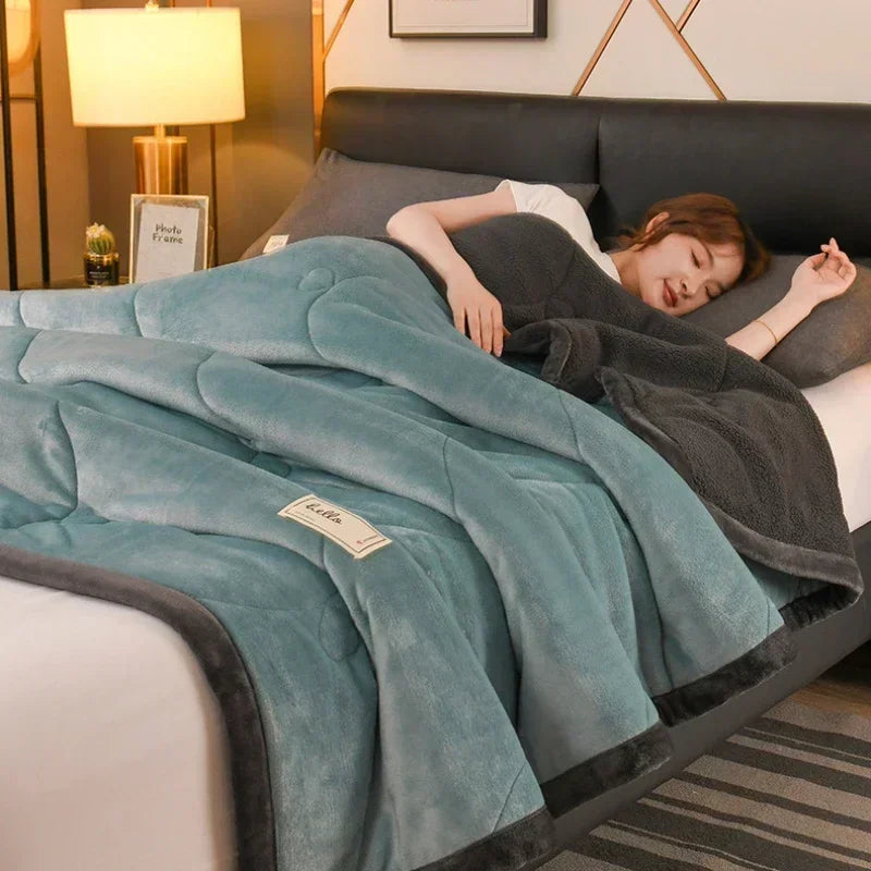 2025 NEW Winter Keep Warm Wool Throw Blanket for Sofa Winter Blanket King Size Home Warm Plaid Comforter Bedspread Bedding Sheet.