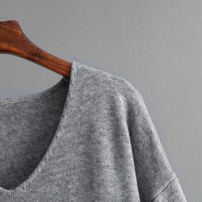 Autumn Winter New Fashion Women’s Solid Color Casual Trendy Loose 2 Piece Sets V-neck Long Sleeve T-shirts Wide Leg Trousers.