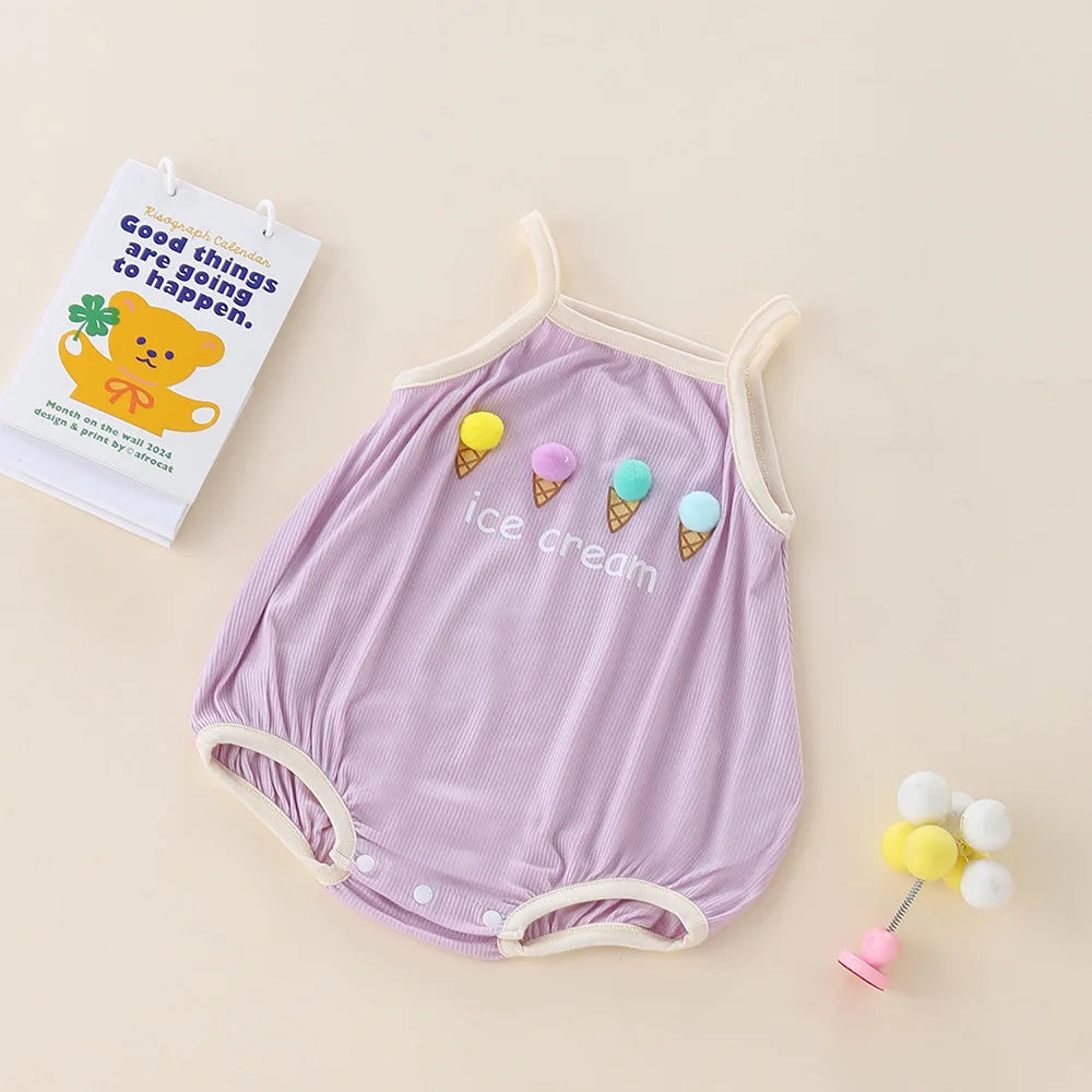 MILANCEL Neue Sommer Säuglings Body 0-24M Nette Eis Kleinkind Brief Hosenträger Overall Baby Süße Einteilige.