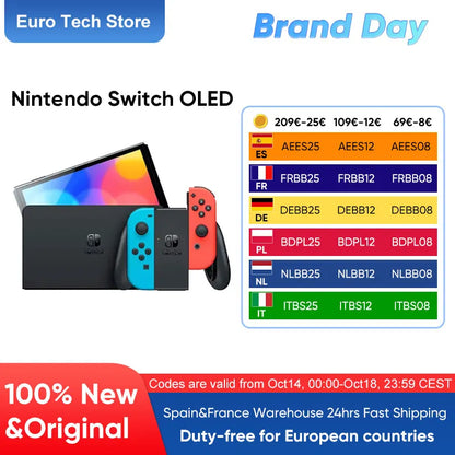 Nintendo Switch OLED Game Console with white or neon (64GB) 7 inch OLED screen enhanced Audio LAN port with cable.