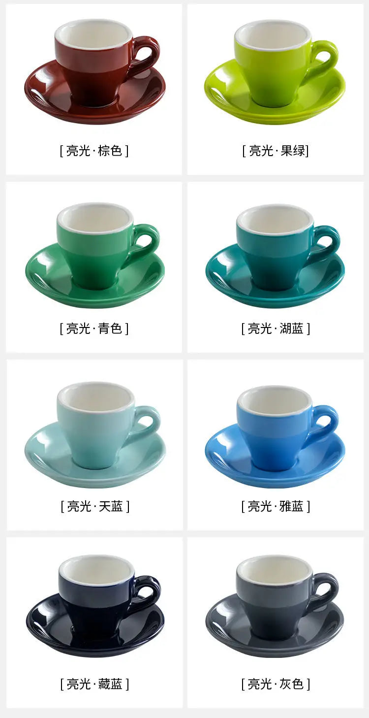 Thickened Ceramic Coffee Cup Set 80ML Italian Espresso Cup Plate Small Cup Colorful with Plate Spoon Drinkware.