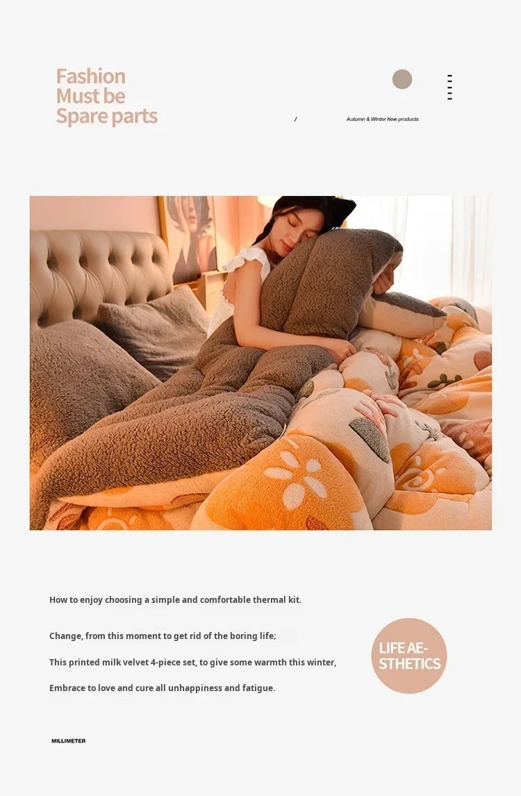 Home Quilts Milk Doublesided Velvet Thickened Warm Spring and Fall Quilt Lamb's Wool Quilt Core Bettdecke 200x230.