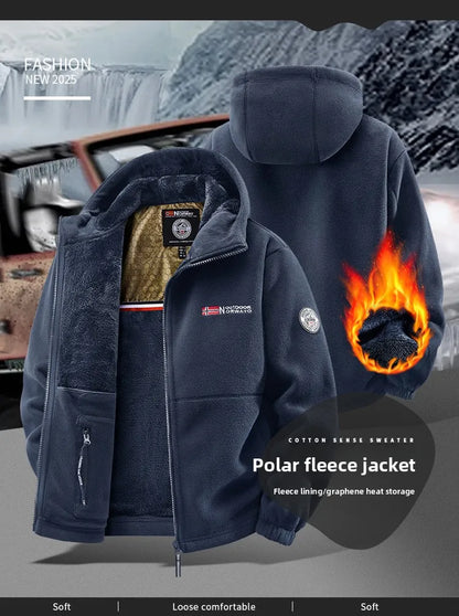 Maxbarley Brand Winter Fleece Jacket Men Casual Thickened Wool Coat Athleisure Design Warm Fashion Hooded Jackets Snow Ski Suit.