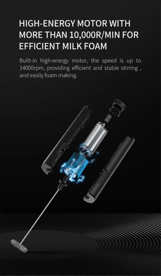 Electric milk frother, coffee frother, household mini milk frother, milk mixer, handheld wireless whipper.