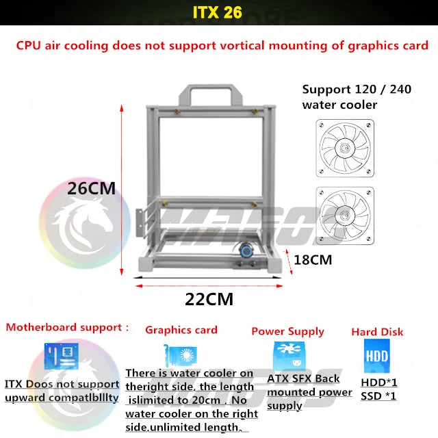 Open PC Case Frame Rack ITX MATX ATX EATX Gamers Cabinet DIY Water Cooler Desktop PC Creative Gabinete Gaming Chassis MOD