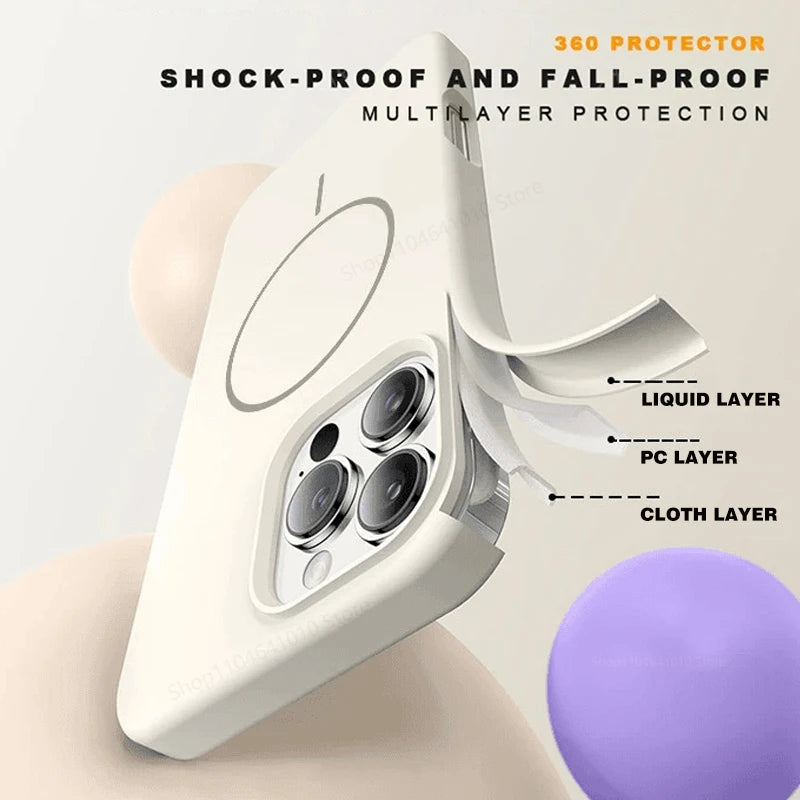 Magnetic Phone Case For iPhone 15 14 16 Plus 11 12 13 17 Pro Max Shockproof Silicone Cover Magsafe Wireless Charge Phone Cases.