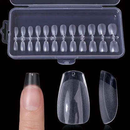 Fake Nail Press on Tips for Nails Extension Full False Acrylic Finger Short Artificial American Capsules Long Soft Gel Almond.