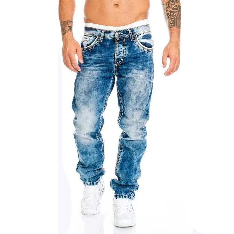 Mode Hip Hop Blau Gerade Jeans Männer Baggy Hosen Retro Streetwear Harajuku Waschen Mann Biker Schwarz Lose Breite Bein Denim Hosen.