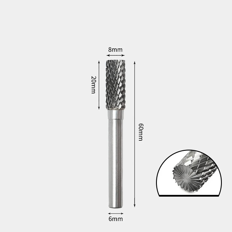 Hartmetallfräser, Wolframstahl-Schleifkopf, zylindrisch 6 mm, AE AX AX Metallfräser