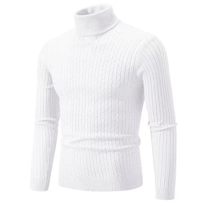 2025 New Men's High Neck Sweater Solid Color Pullover Knitted Warm Casual Turtleneck Sweatwear Woolen Mens Winter Outdoor Tops