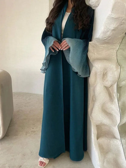 Open Front Abaya Muslim Flare Sleeve Casual Arabian Abayas Middle-East Elegant Turkey Kaftans Women Jilbabs Islamic Maxi Dresses.