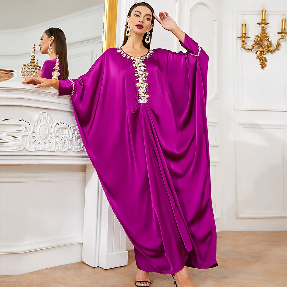 Uni Tassel Gradient Dubai Muslim Abaya For Woman O-Neck Elegant Casual Loose Moroccan Saudi Kebaya Fashion Party Dress 2024.
