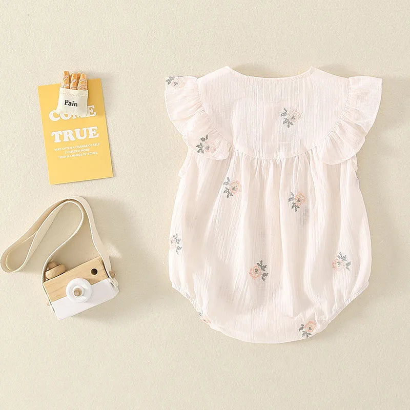 Säuglings kinder Baby Mädchen Kleidung Blumen overall Sommer coole Baumwolle Leinen ärmellose Babe Bodysuit Sonnen anzug Outfits für Neugeborene.