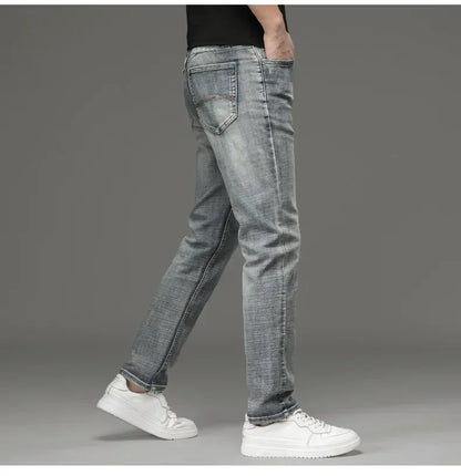 Csmor Lee Men's Jean Autumn Winter Loose-fit Straight-leg Trendy Pants Casual Denim Trousers Men Classic Stretch Jeans Fashion.