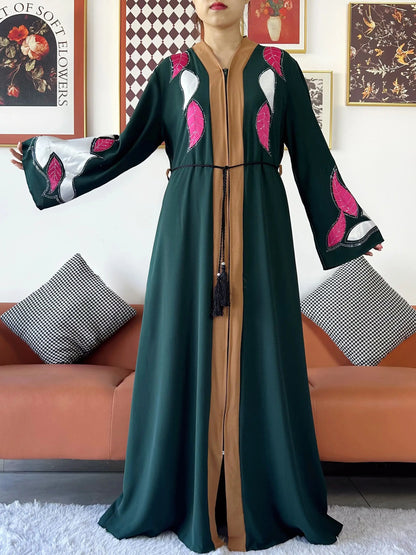 High Grade Fabric Women Party Dress Chiffon Open Abaya Muslim Women Dress Islamic Clothing Cardigan Abaya Women Muslim Dress.