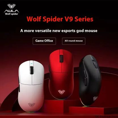 New Aula V9 Ultra Wireless E-sports Gaming Mouse Double 8k 3mode PAW 3950 8k 55g Lightweight Ergonomic Mouse Custom PC Accessory.