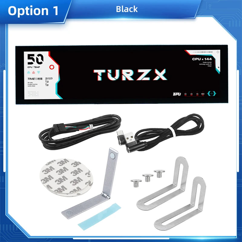 TURZX 8.8 Inch USB Secondary Screen Type-C Desktop Extended Display TF Card Play 1920*480 IPS LCD CPU RAM GPU Monitor NO AIDA64