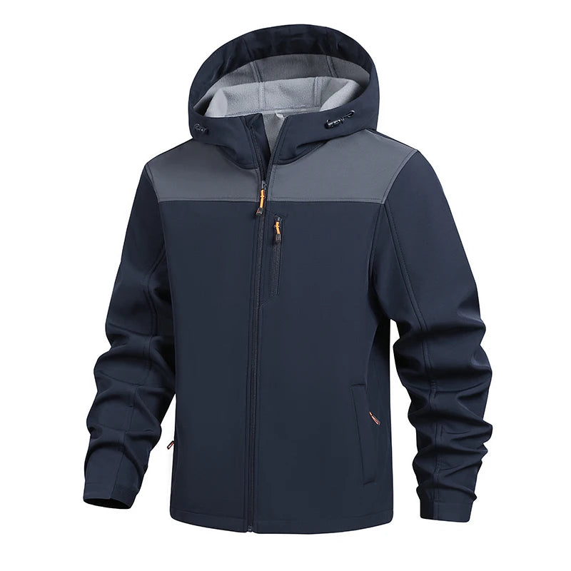 Jacket Coat Winter Soft Case Male Outdoor Sports Hooded Coat Multi-pocket Inside Fleece Casual Waterproof Windproof Sport Jacket