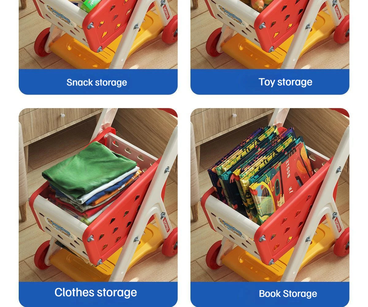 Shopping cart toy baby small trolley children play house fruit cut music kitchen supermarket men and girls Early Education toys