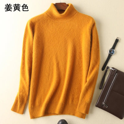 Men's 100% pure Mink Knitted Sweater Turtleneck Large Size Casual Pullover Autumn Winter New Base Shirt Men Warm High Lapels Top