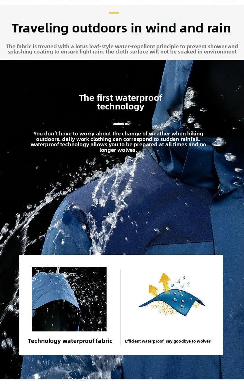 Men's Single-layer Hiking Jacket Patchwork Hooded Hiking Coat Men Color Block Windbreaker Jackets Outdoor Mountaineering Coats.