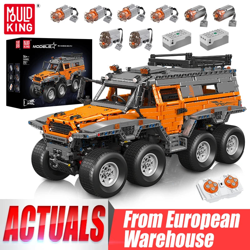 Mould King 13088 13089 Technical Car Toys The RC Avtoros Shaman 8x8 Building Block Assembly Car Brick Set Kids Christmas Gift.