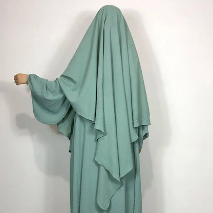 New One Layer Jazz Crepe Diamond Khimar High Quality Muslim EID Ramadan Islamic Clothing Tie Back Prayer Hijab Dropshipping.