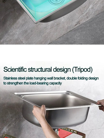 Verdickter Einzelschlitz aus Edelstahl 304 mit Halterung zum Aufhängen an der Wand, Waschbecken, Balkonbecken, Küchenwaschbecken, Waschbecken