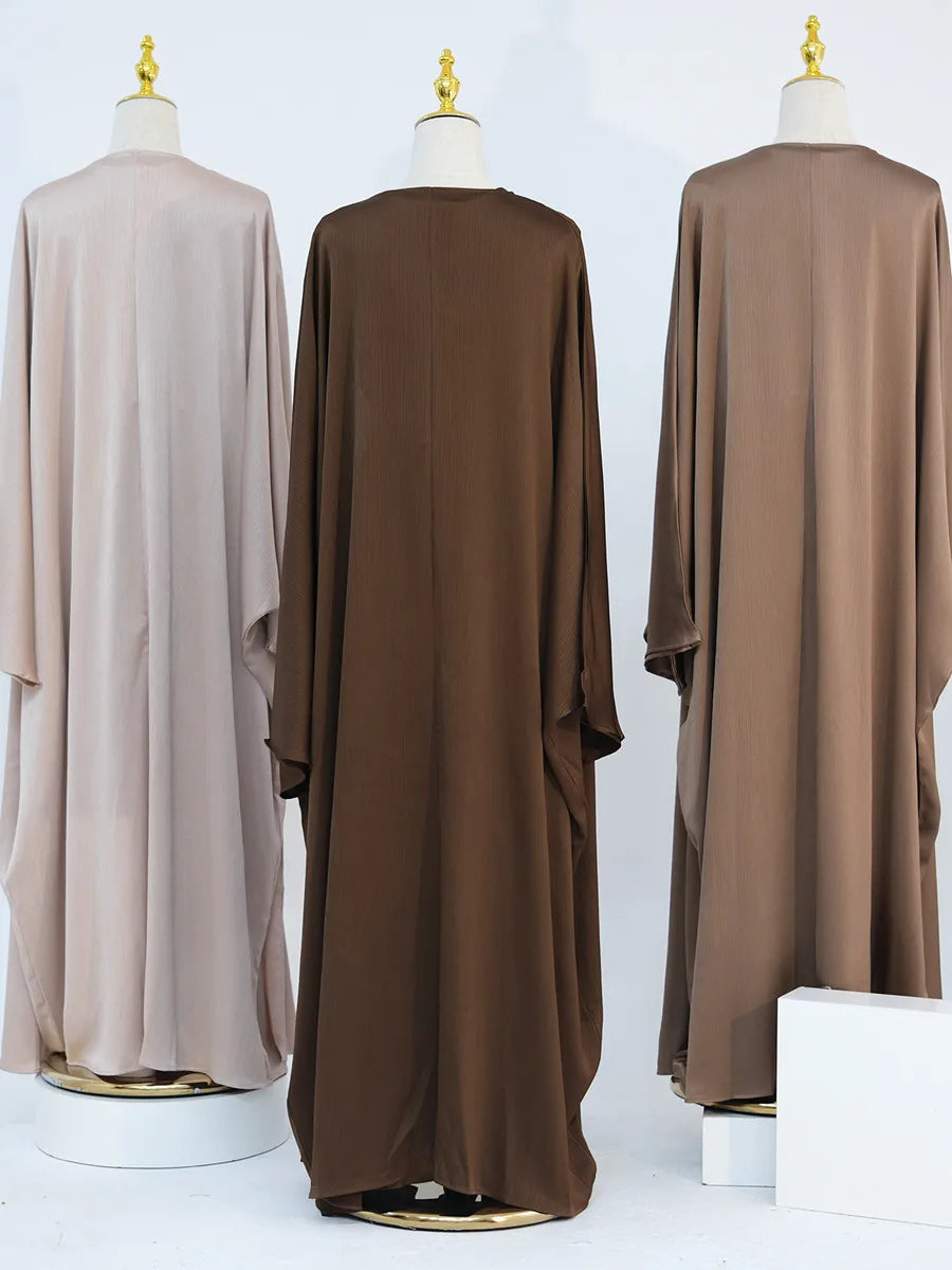 Muslim Turkish Women Arabic Dubai Abaya Long Dress Modest Ramadan Robe Liner Dress Kaftan Two-Piece Set Femme Islam Clothing Set.