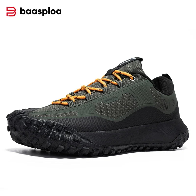 Baasploa Wanderschuhe Herren Outdoor Wasserdicht Camping Beständig Rutschfeste Turnschuhe Männlich Lässig Leichte Schnür-Wanderschuhe