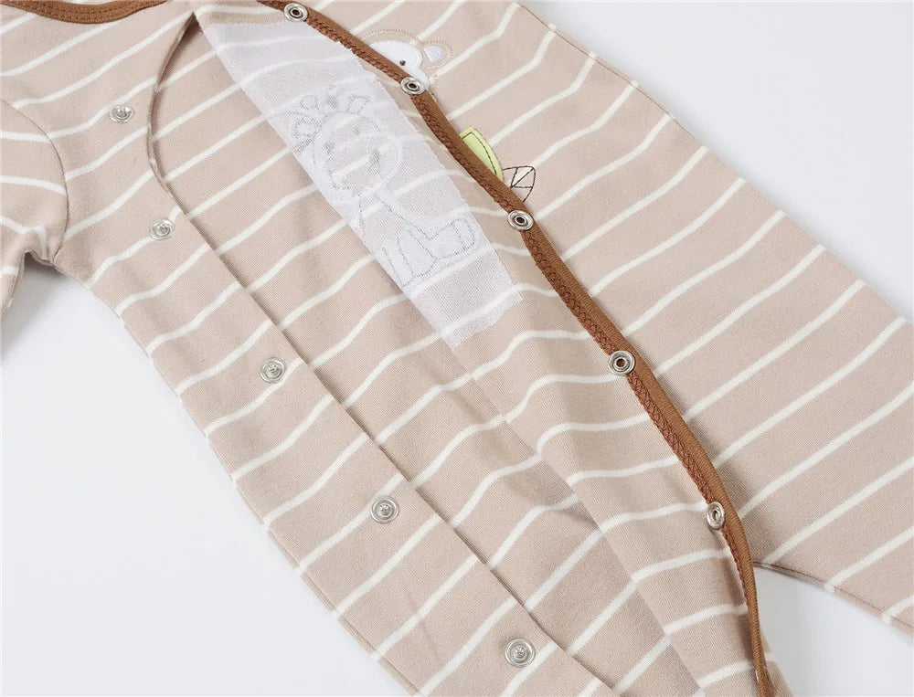 2024 neue Baby Jungen Kleidung Ein Stück Gestreiften Design 100 % Baumwolle Neugeborenen Jungen Strampler Volle Hülse Overalls.