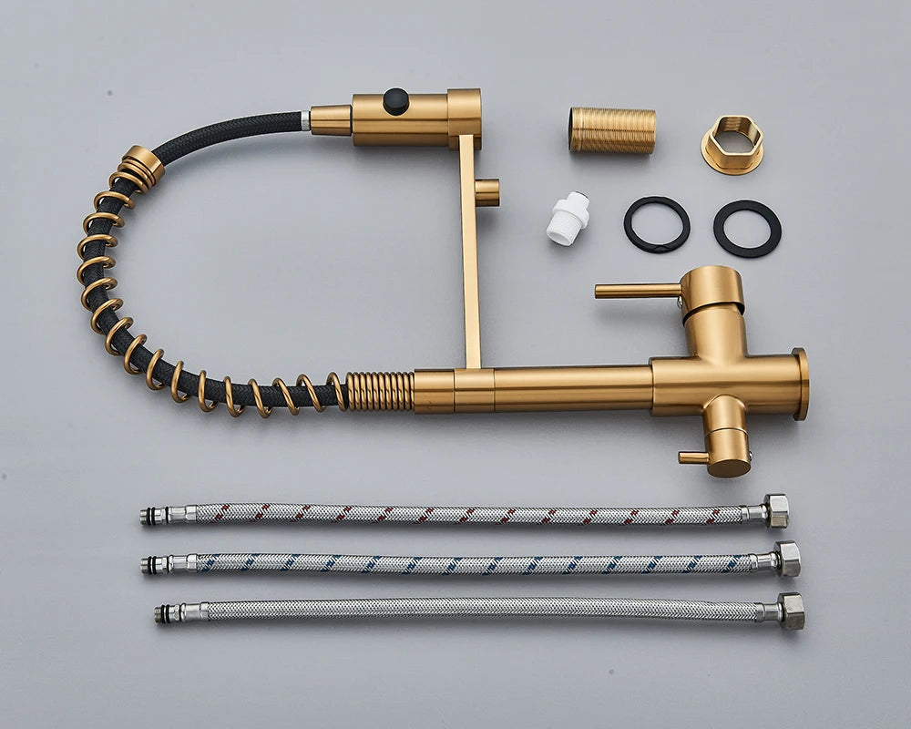 Black Filtered Kitchen Water Filter Kitchen Faucets Dual Spout Filter Faucet Mixer Water Purification Water Crane For Kitchen