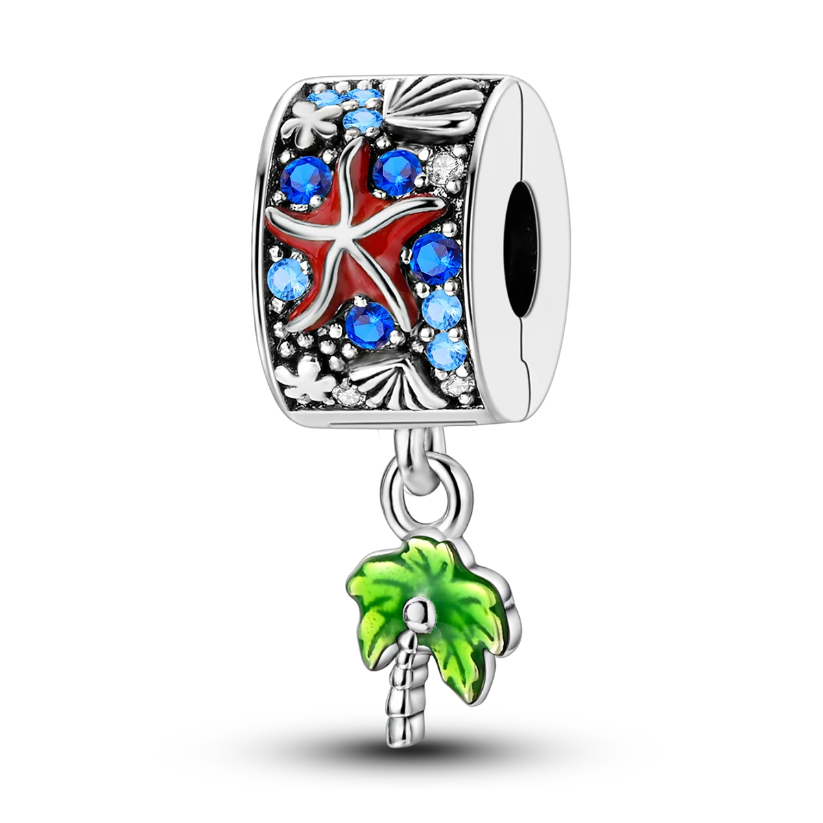 Silver Clasp 925 Sterling Silver CZ pave Clip Charms Daisy Beads Stopper Safety Chain fit Original Bangle Bracelet Jewelry Clip