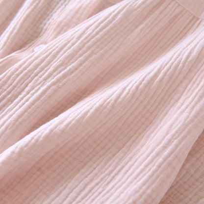 Spring and summer 2025 new women's pajama suit 100% cotton crepe short-sleeved capris embroidered round-neck household clothes.