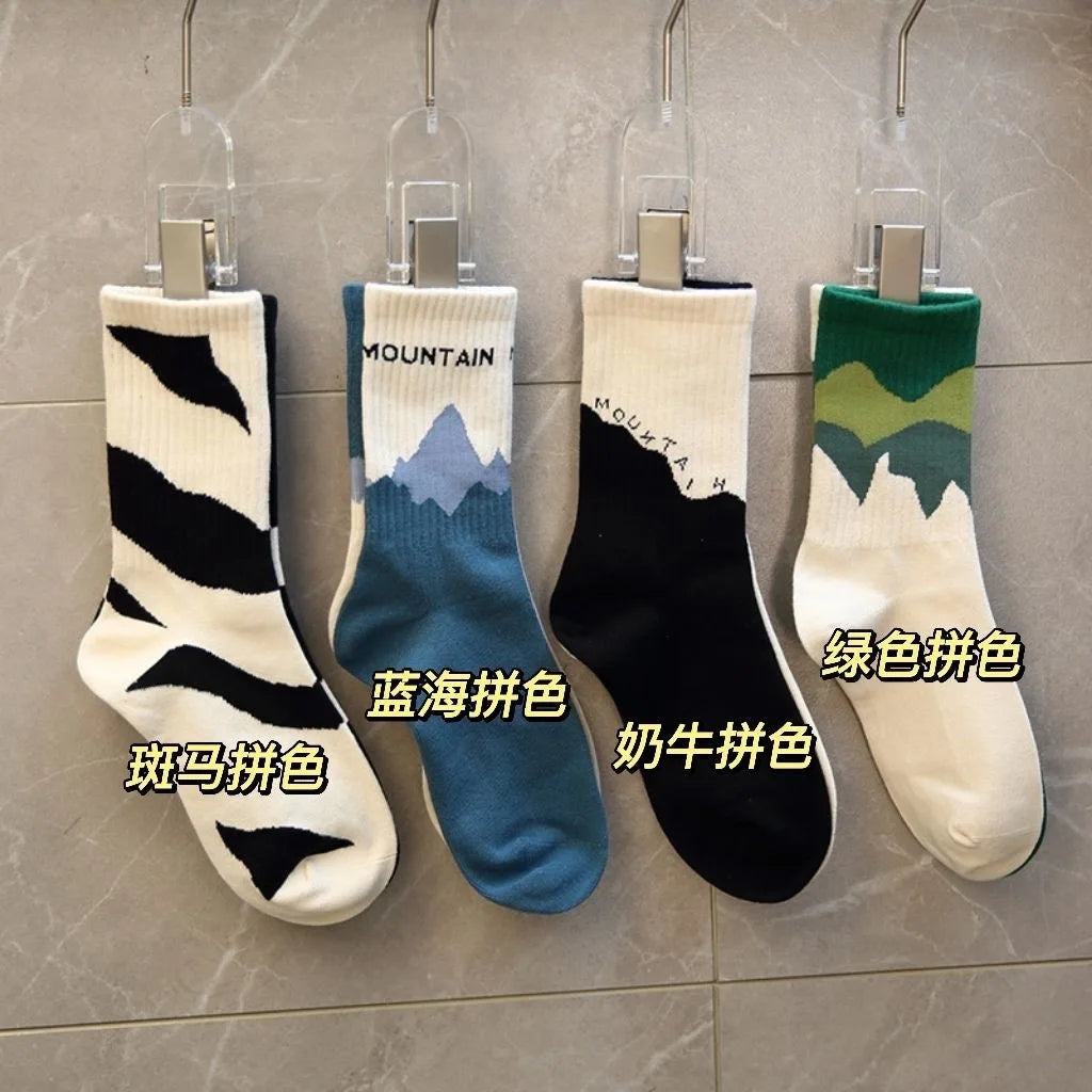 10/5/3MEN'S Mid-calf Socks Cotton Socks for All Seasons, Solid Colour and Versatile