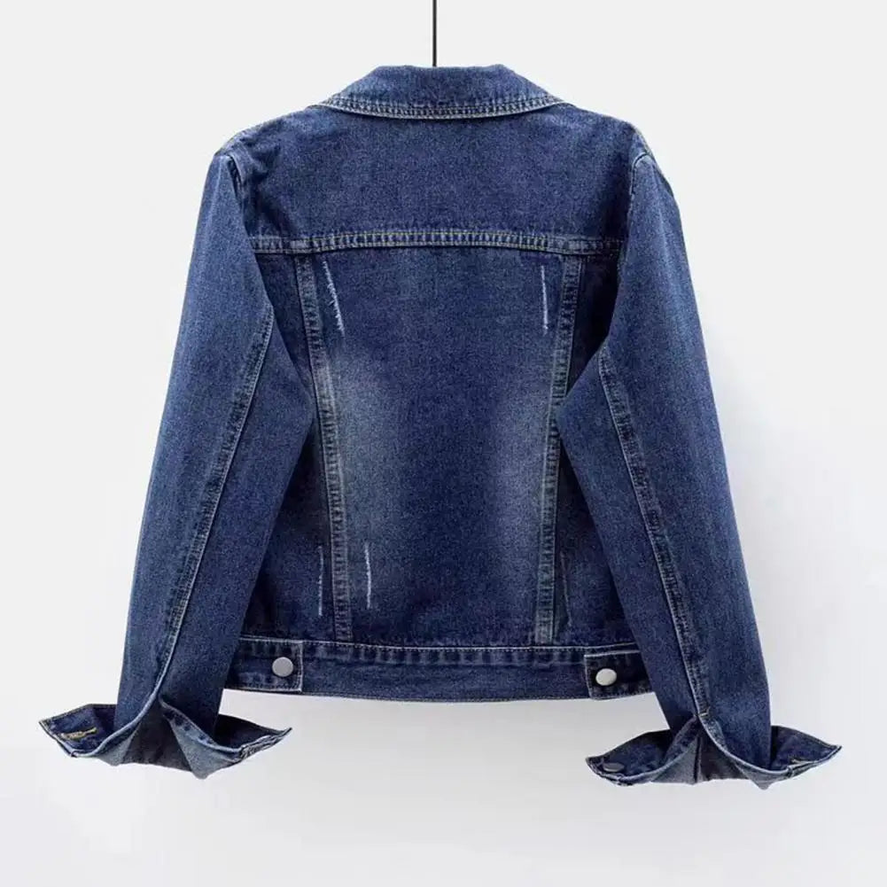 Frauen Denim Jacke einreiher Brust Klappe Tasche Jacke Langarm Dünne Kurze Mantel Retro Damen Denim Jacken Oberbekleidung.