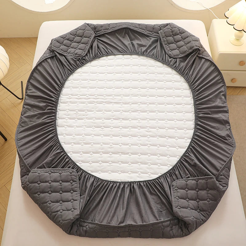 WOSTAR Thicken quilted mattress protector cover solid embroidery luxury double bed elastic fitted sheet style bed protection pad.