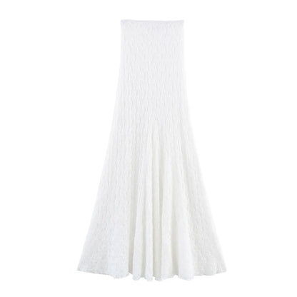 Tossy Fashion Summer Lace Long Skirt Women See-Through Slim High Waist Hollow Out Patchwork Elegant Commute Female Maxi Skirt.