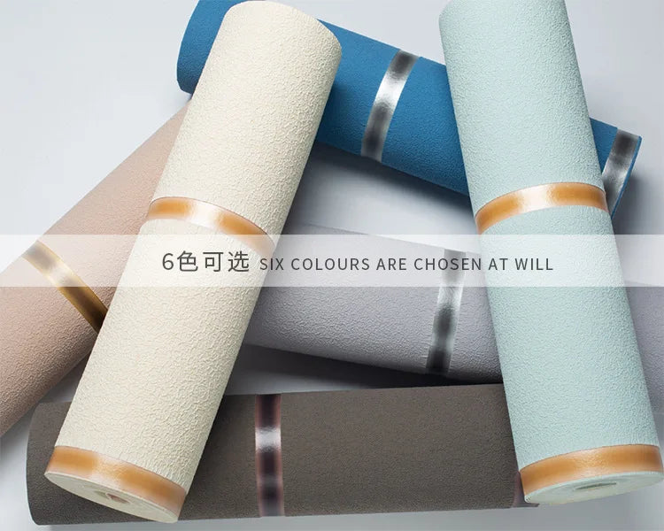 Hirschhaut Samt horizontal gestreifte Tapete Wohnzimmer Schlafzimmer gestreifte Film- und Fernsehwand 3D-Relief verdickte Tapete