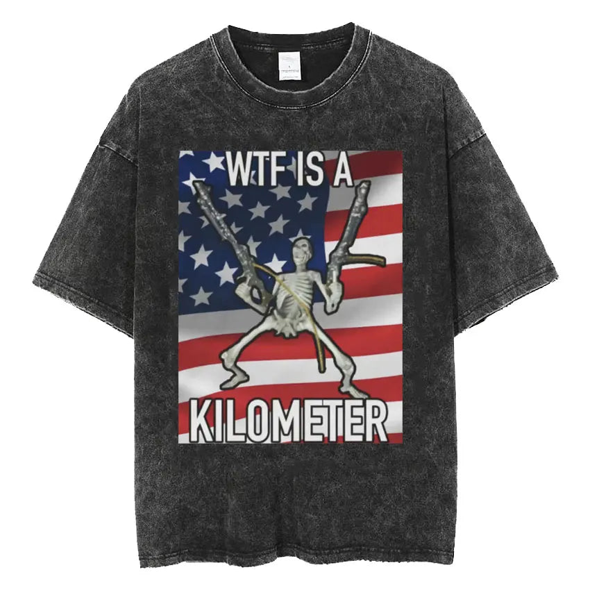 Autism Skeleton Meme T Shirt Human Funny Skull Men Women Harajuku Gothic Vintage Washed T Shirts Oversized Casual Cotton T-shirt