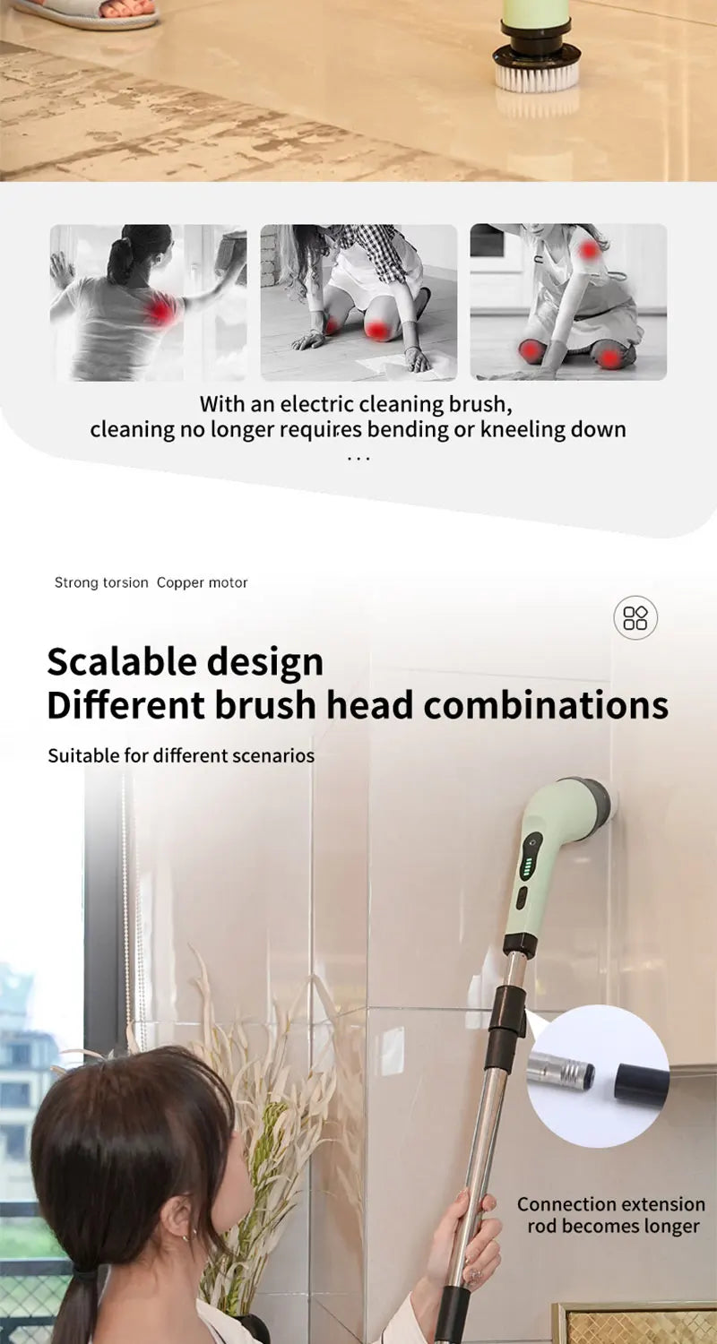 9-in-1 Electric Cleaning Brush Electric Spin Cleaning Scrubber Electric Cleaning Tools Parlour Kitchen Bathroom Cleaning Gadgets.