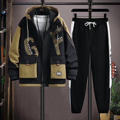 2025 Spring Casual Jackets Sportswear+Pants Men's Sets Korean Style 2 Piece Sets Men Streetwear Fitness Male Tracksuit.