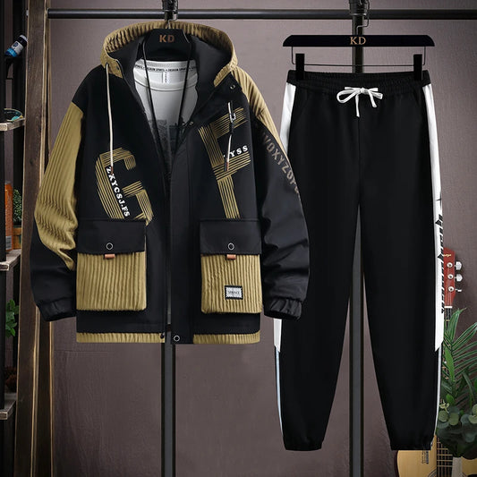 2025 Spring Casual Jackets Sportswear+Pants Men's Sets Korean Style 2 Piece Sets Men Streetwear Fitness Male Tracksuit.