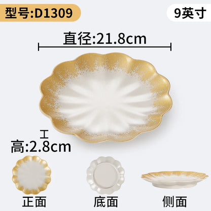 1Pc Thickened Melamine Tableware Not Easily Broken Plastic Barbecue Plate Merchant Dining Plate Household Kitchen Accessories